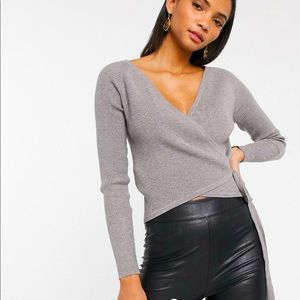 MANGO Wrap Tie Cardigan in Gray Size Small